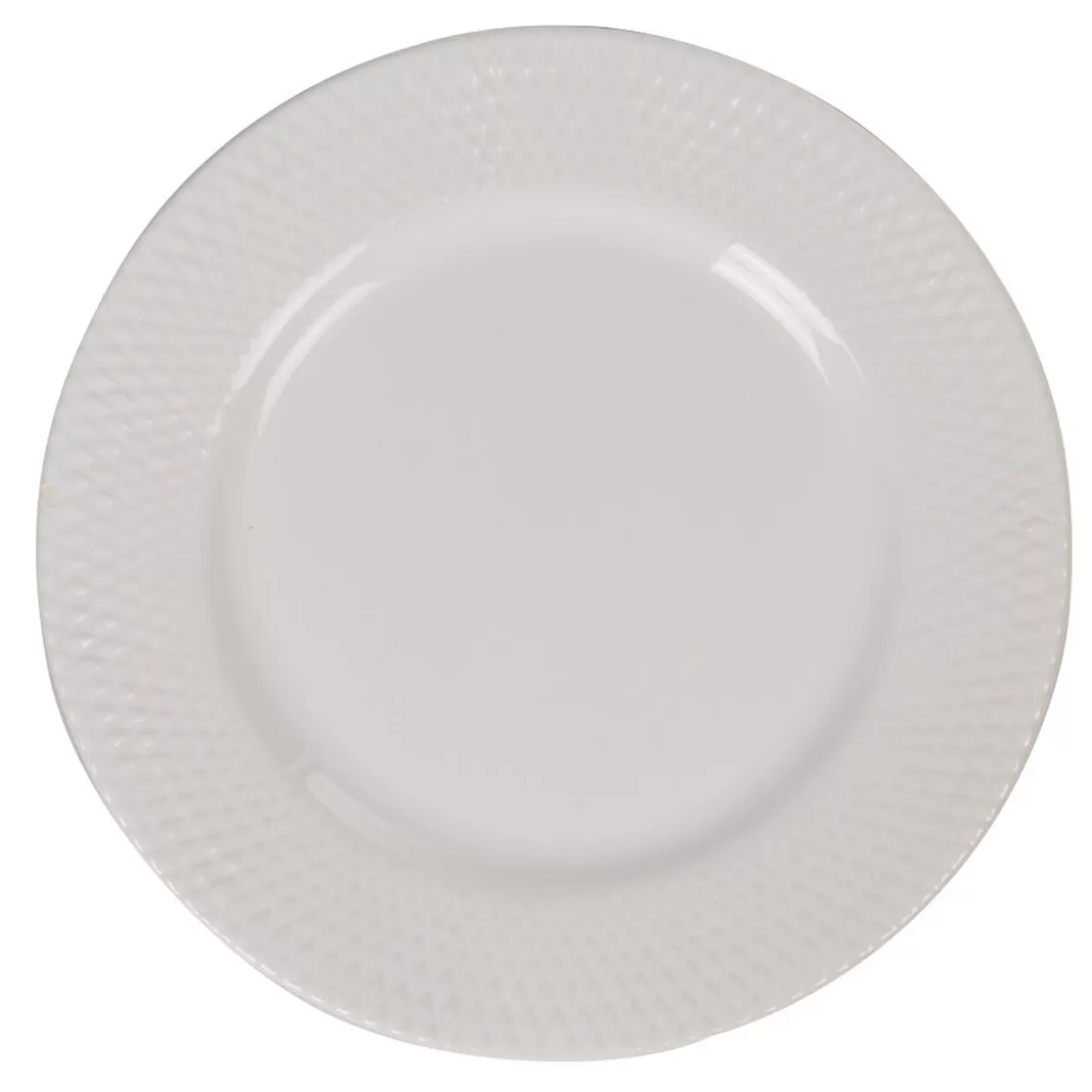 Assiette ronde plate céramique à rebord embossé uni blanc>Gifi Sale