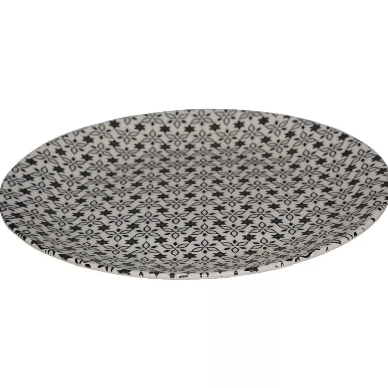 Assiette ronde plate petits motifs noir blanc>Gifi Online