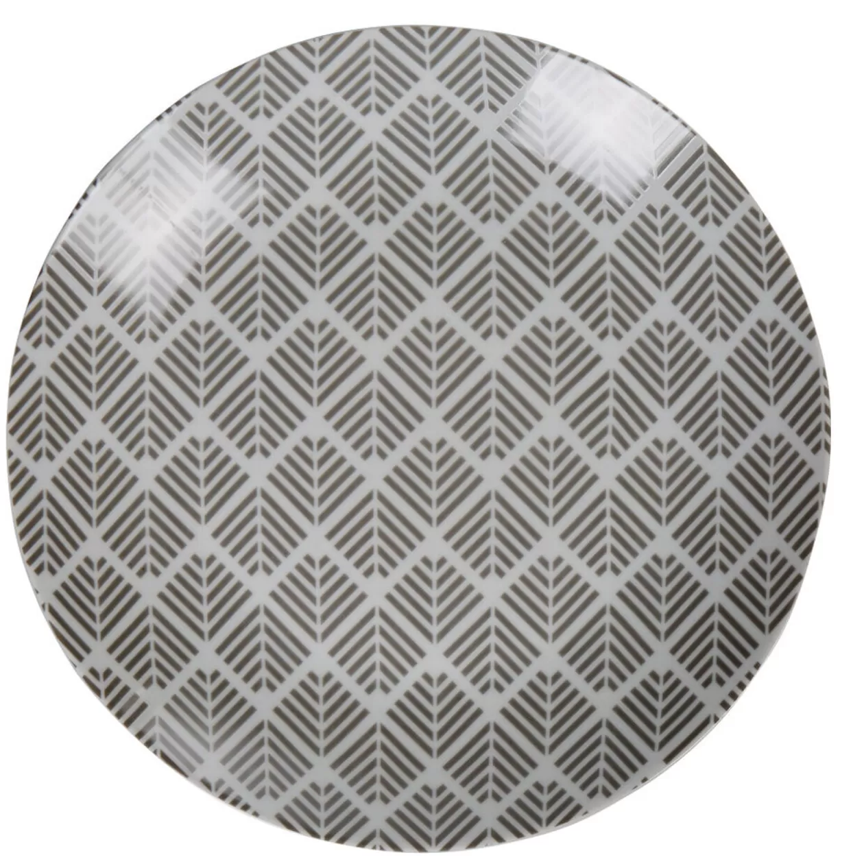 Assiette ronde plate porcelaine zig zag blanc gris>Gifi Discount