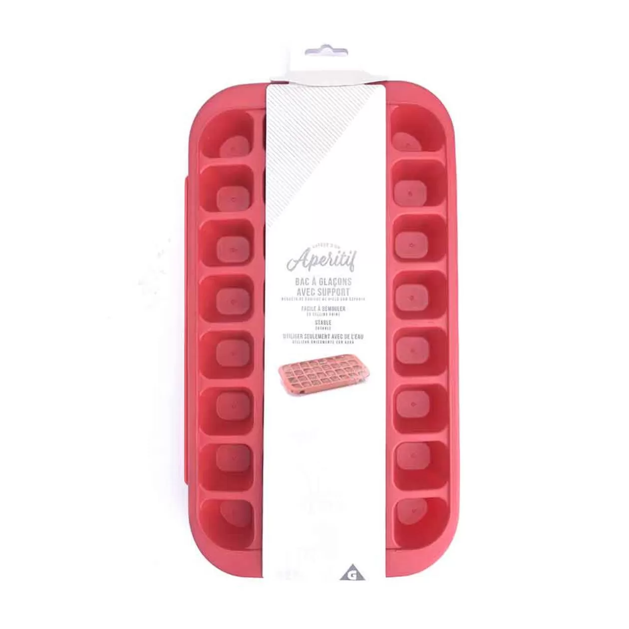 Bac à glaçons avec support 32 compartiments rouge>Gifi Store