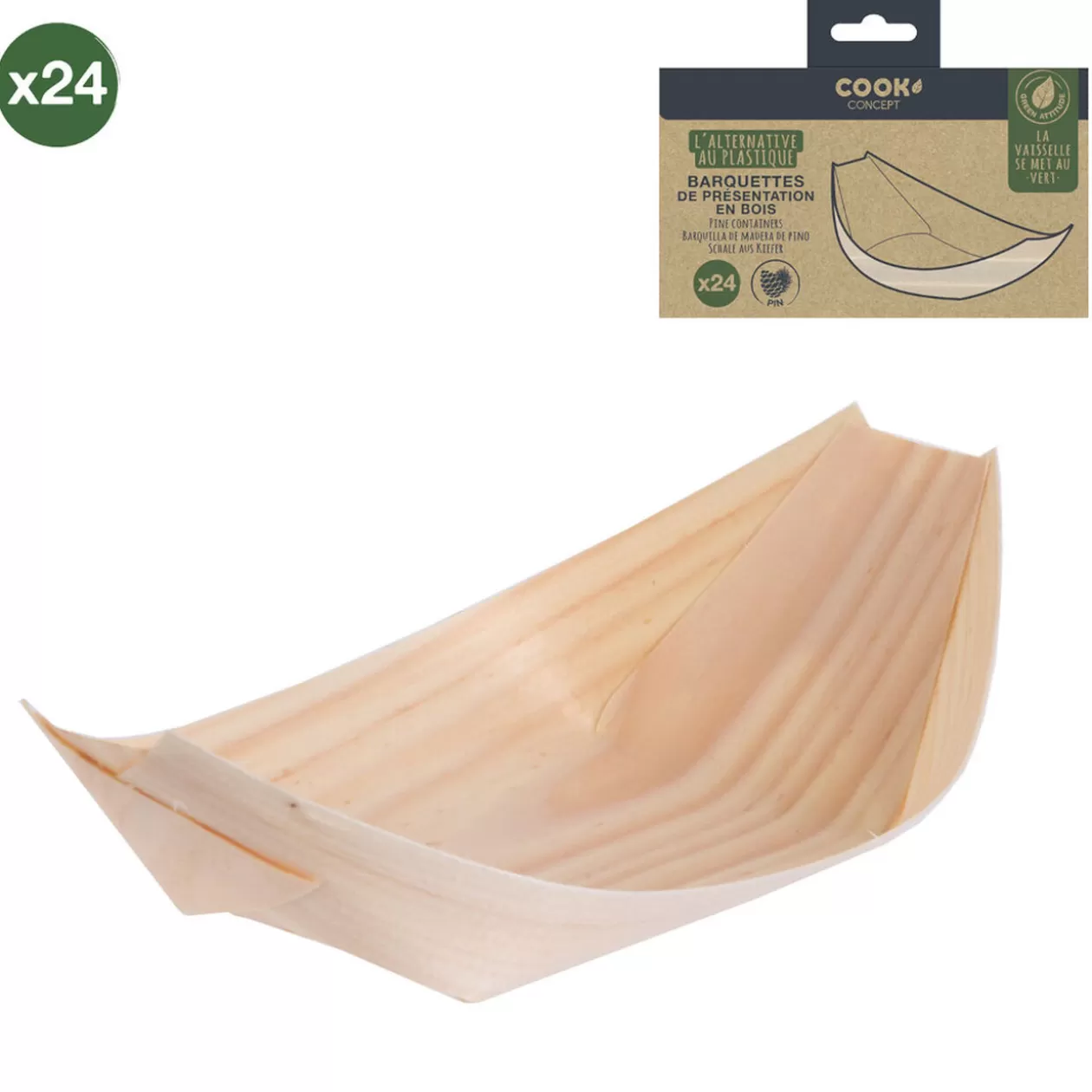 Barquette de présentation snacking bateau en bois x24>Gifi Flash Sale