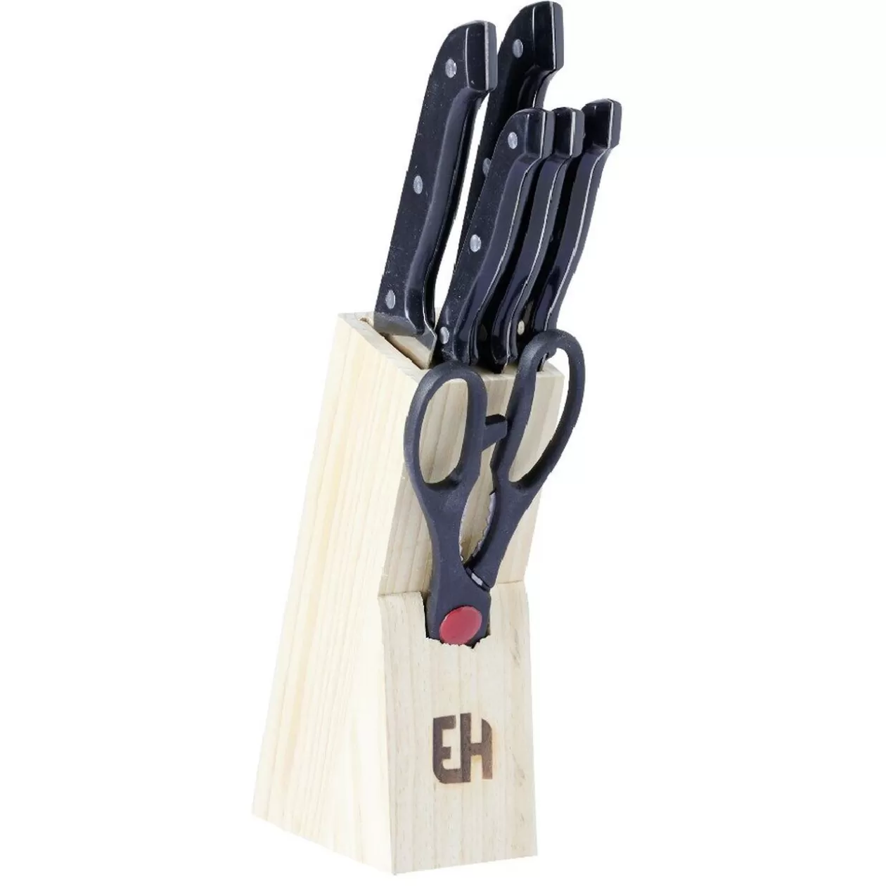 Gifi Bloc en bois 5 couteaux de cuisine et ciseaux< Préparation Culinaire