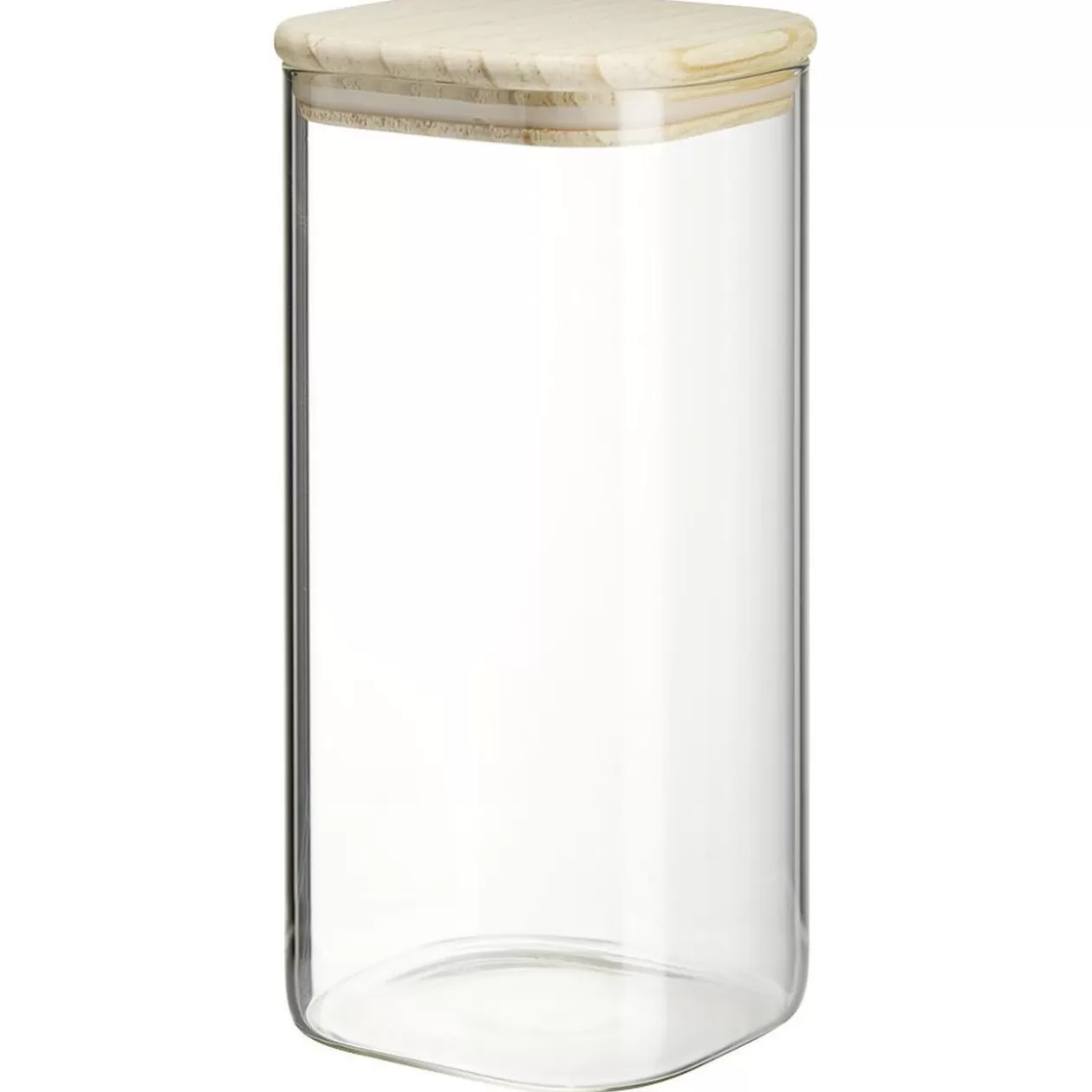 Gifi Bocal carré transparent avec couvercle en bois 1,4L< Conservation Alimentaire