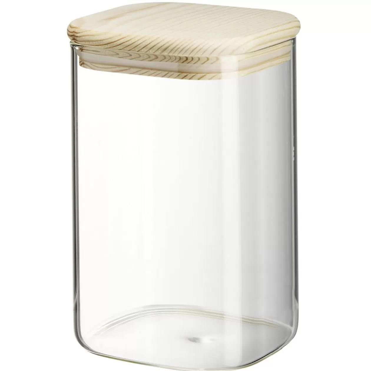 Gifi Bocal carré transparent avec couvercle en bois 1L< Conservation Alimentaire