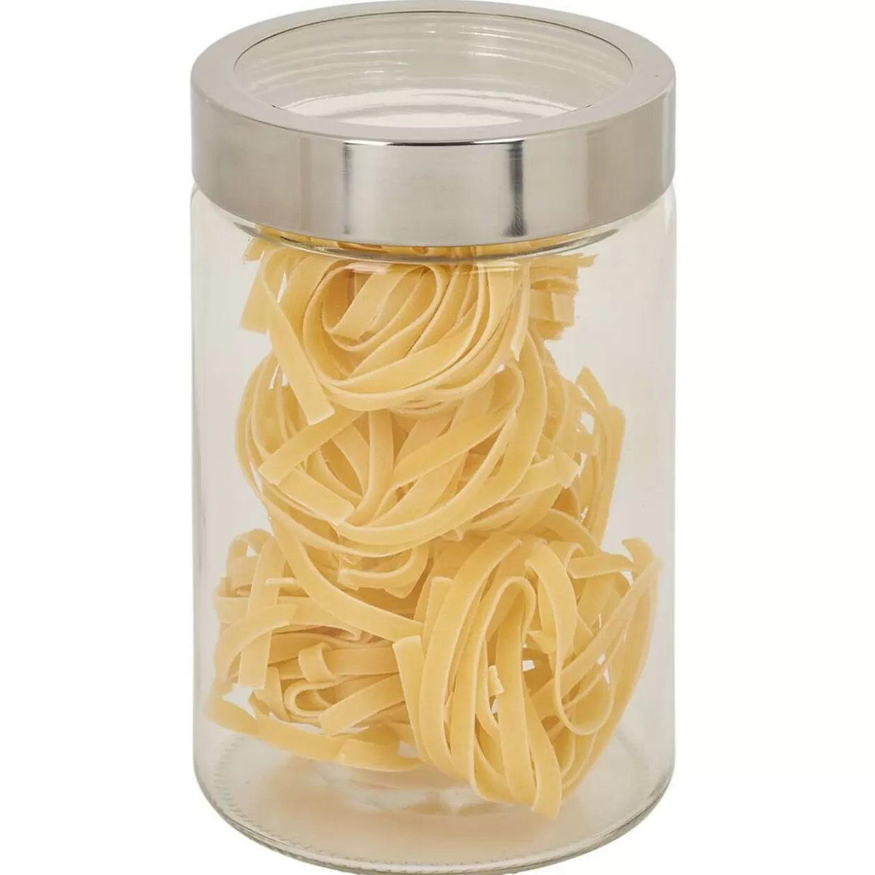 Gifi Bocal en verre transparent couvercle inox 1,2L - Ø11xH.17cm< Conservation Alimentaire