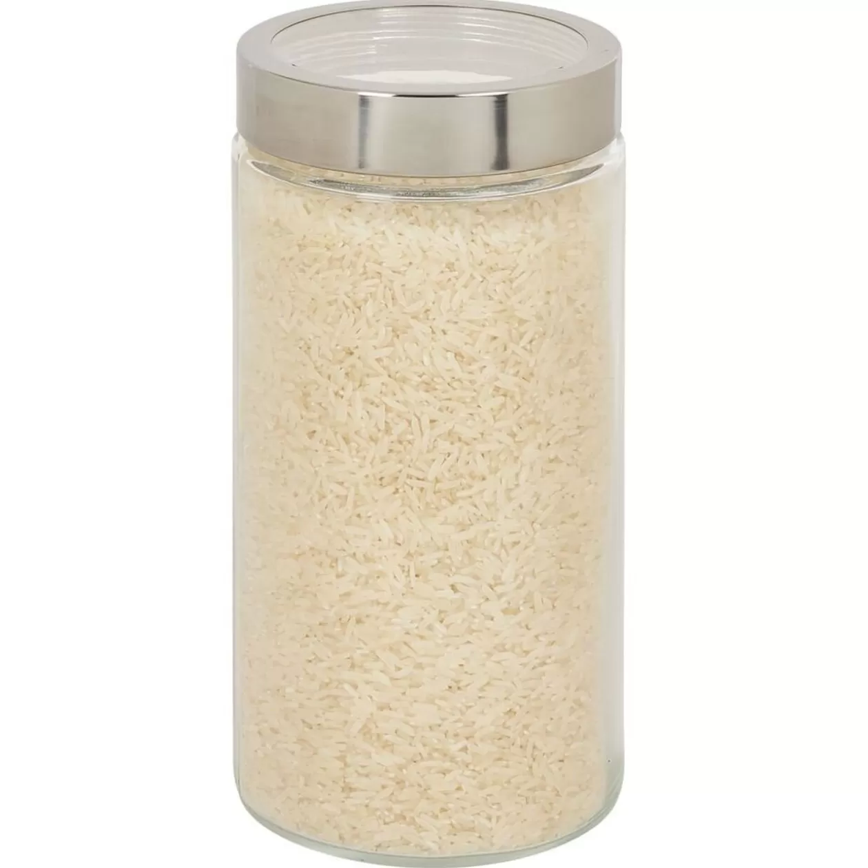 Gifi Bocal en verre transparent couvercle inox 1,6L - Ø11xH.22cm< Conservation Alimentaire