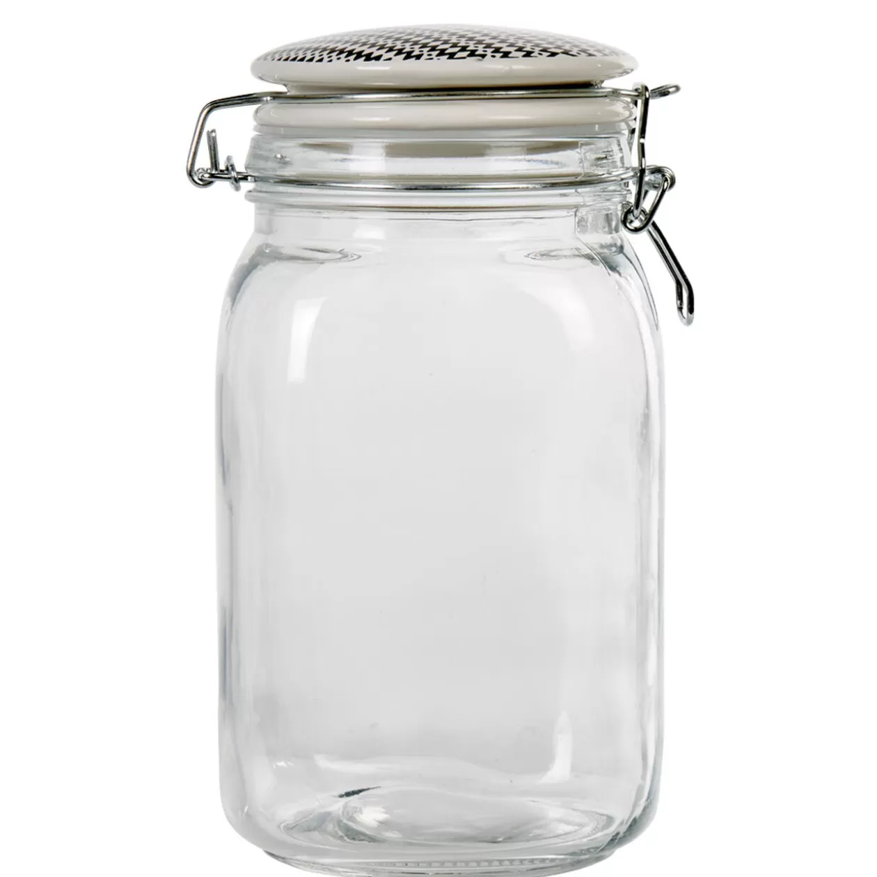 Bocal hermétique transparent avec couvercle design ethnique 1,5 L>Gifi Sale