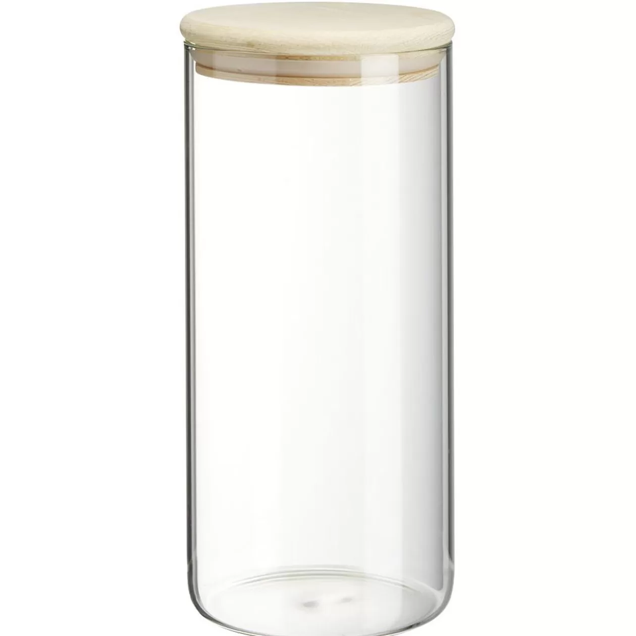 Gifi Bocal rond transparent avec couvercle en bois 1,4L< Conservation Alimentaire