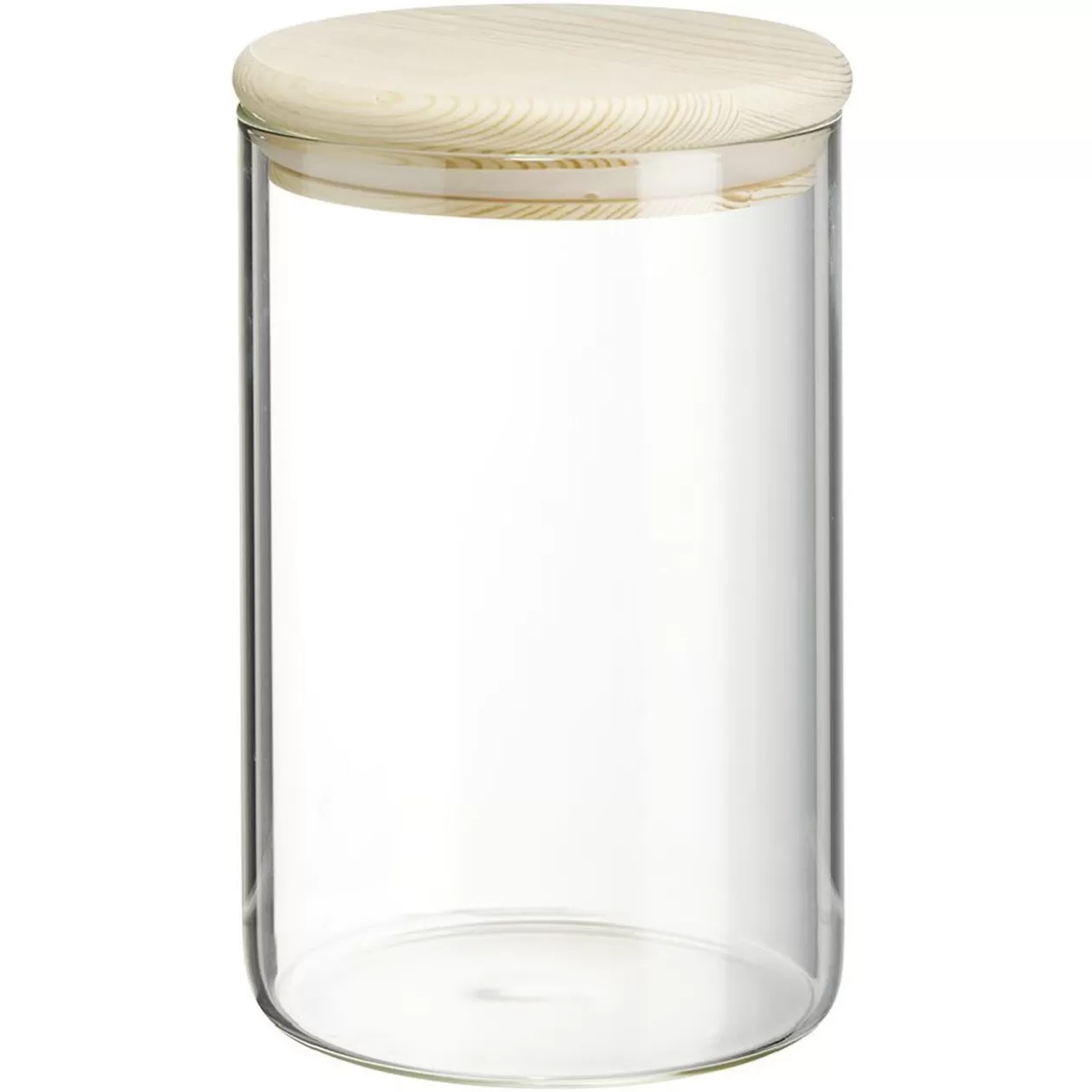 Gifi Bocal rond transparent avec couvercle en bois 1L< Conservation Alimentaire