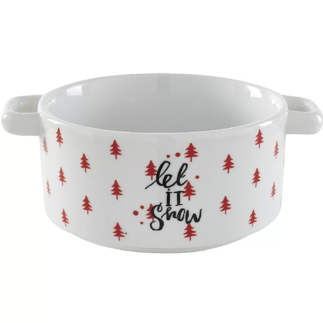 Bol à soupe blanc motif sapin rouge inscription Let it snow>Gifi Fashion