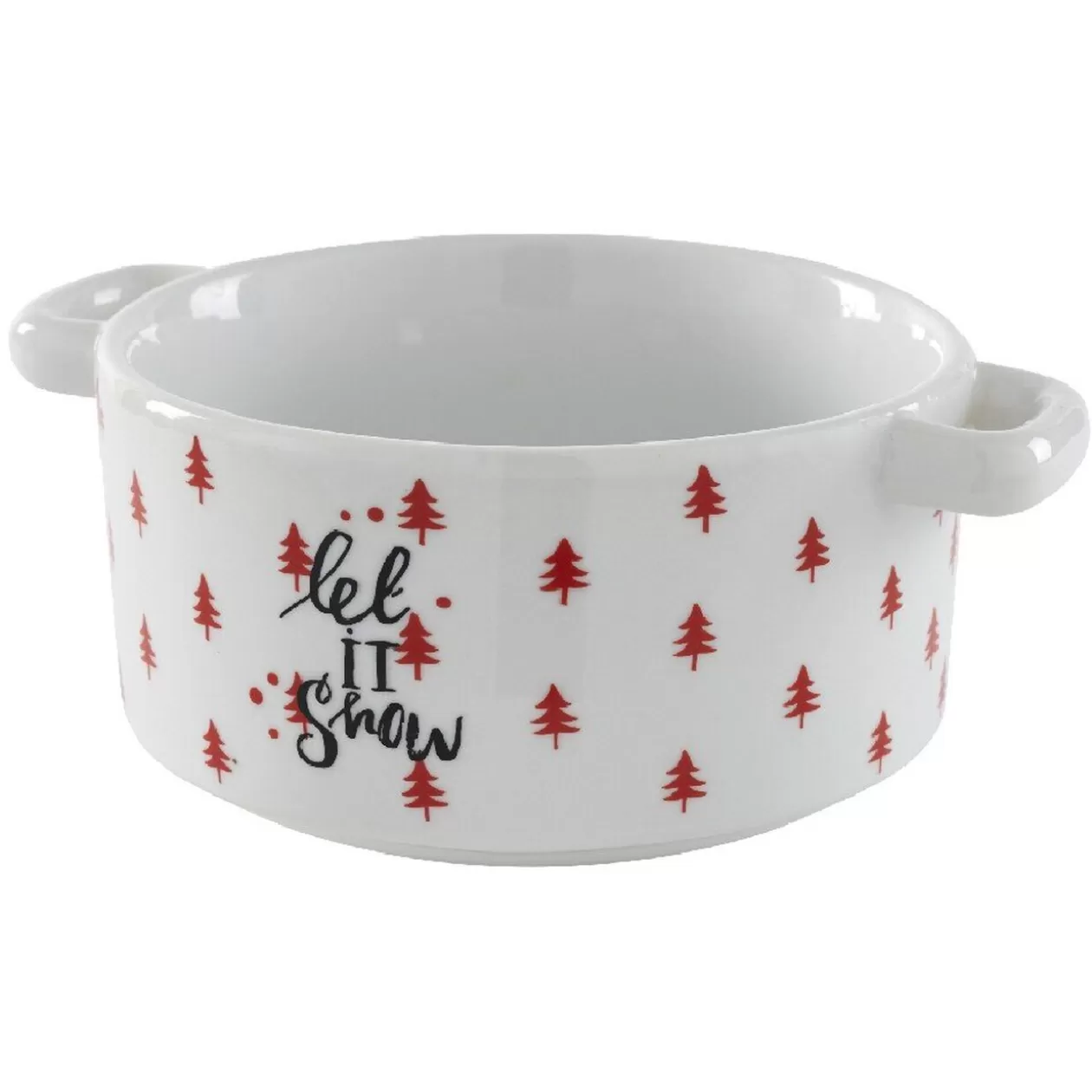 Bol à soupe blanc motif sapin rouge inscription Let it snow>Gifi Fashion