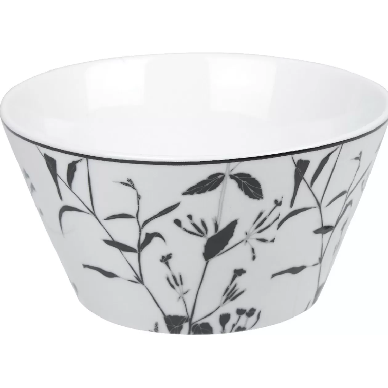 Gifi Bol blanc décor tiges feuilles noires< Vaisselle Et Accessoires De Table