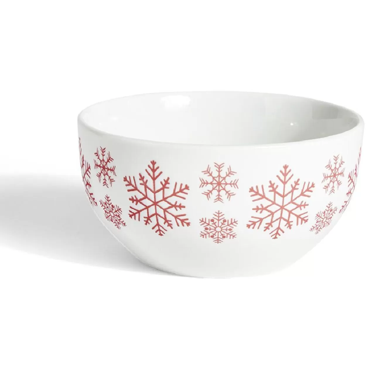 Bol flocon de neige Ø13,5cm faïence blanc et rouge>Gifi Fashion