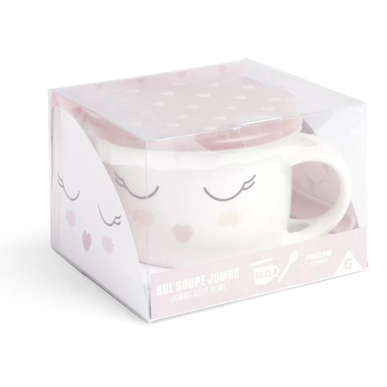 Bol jumbo 62cl avec cuillère et couvercle blush girly>Gifi New