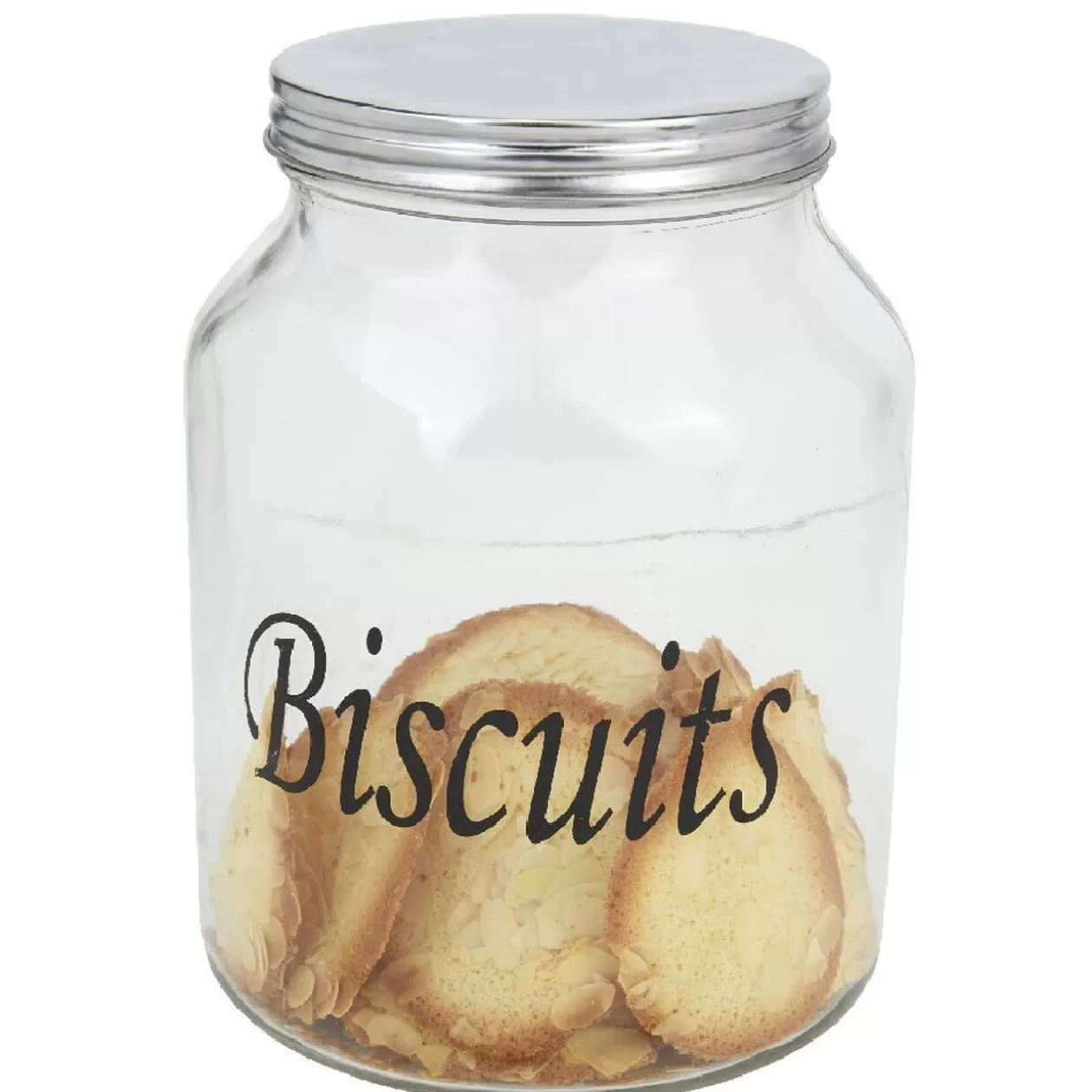 Gifi Bonbonniere verre transparent avec couvercle inox 3 L< Conservation Alimentaire