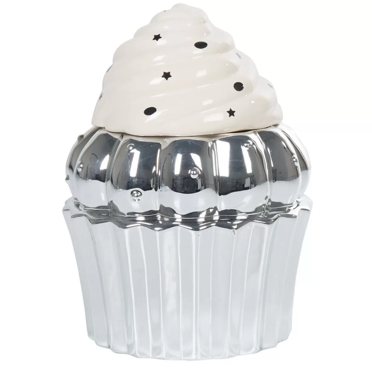 Gifi Bonbonnière cupcake gris argenté avec couvercle blanc< Conservation Alimentaire