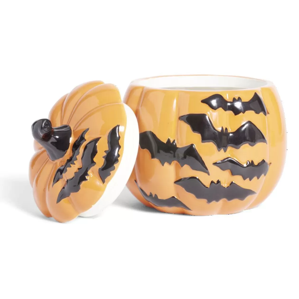 Gifi Bonbonnière Halloween 1L citrouille orange chauve-souris noires Ø13,5xH15,8cm< Conservation Alimentaire