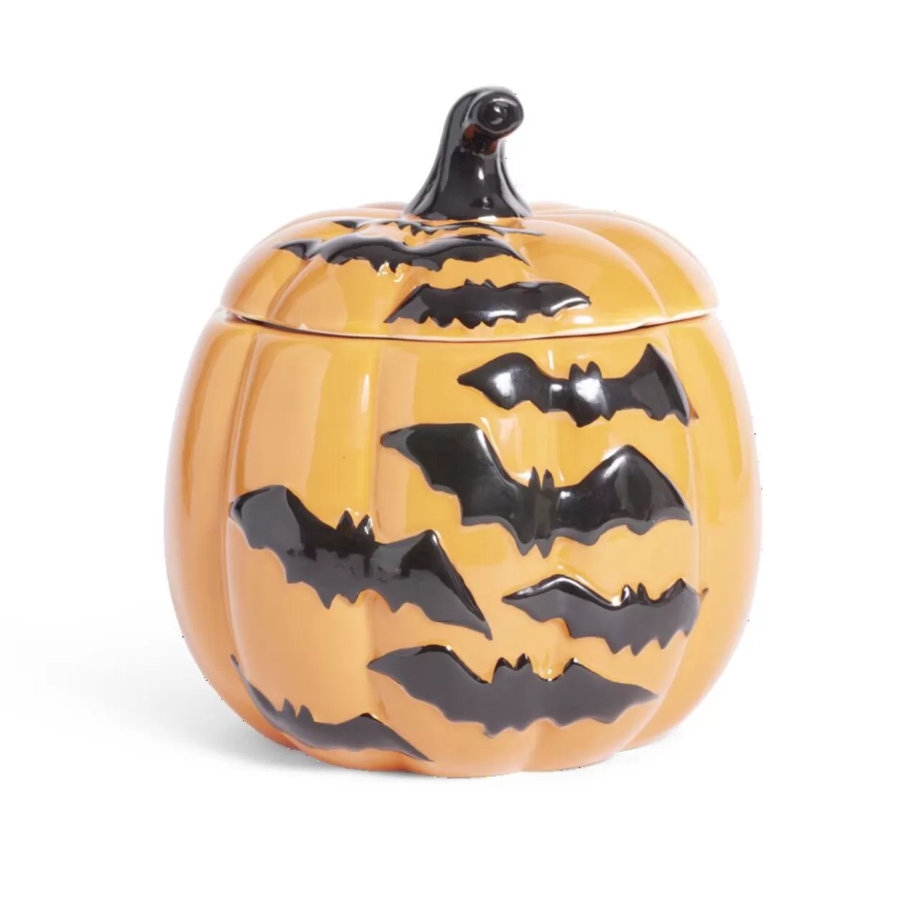 Gifi Bonbonnière Halloween 1L citrouille orange chauve-souris noires Ø13,5xH15,8cm< Conservation Alimentaire