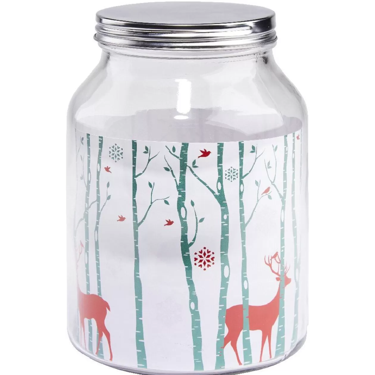 Gifi Bonbonnière Noël rennes verre cordelette rouge et blanc 3 L< Conservation Alimentaire