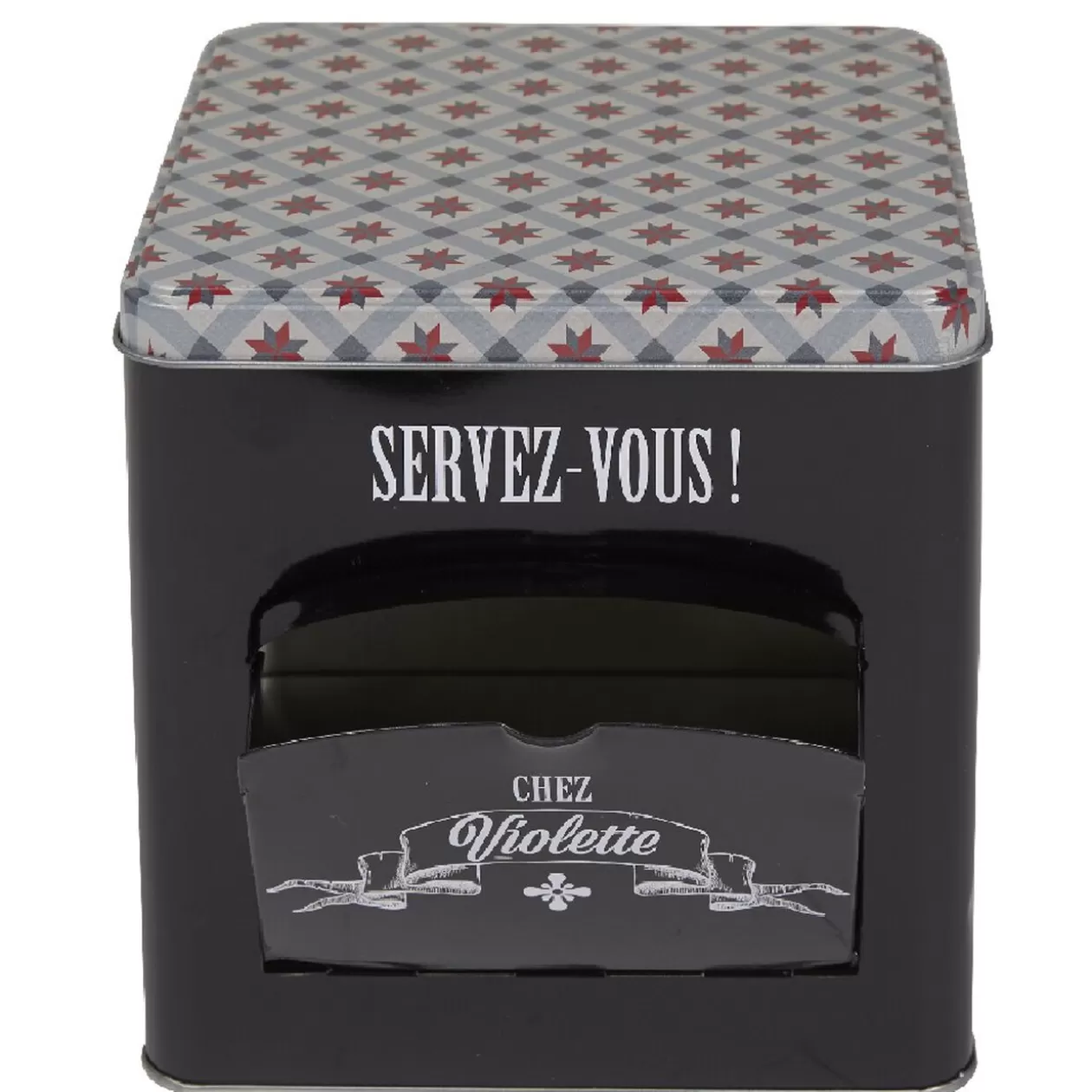 Gifi Boîte à biscuits carrée design "Servez-vous - Chez Violette"< Conservation Alimentaire