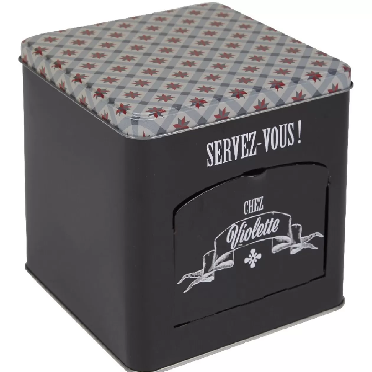 Gifi Boîte à biscuits carrée design "Servez-vous - Chez Violette"< Conservation Alimentaire