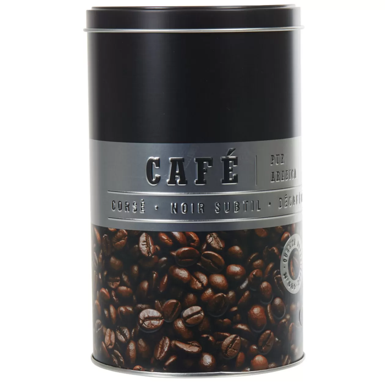 Gifi Boîte à café ronde en métal décorée noir< Conservation Alimentaire