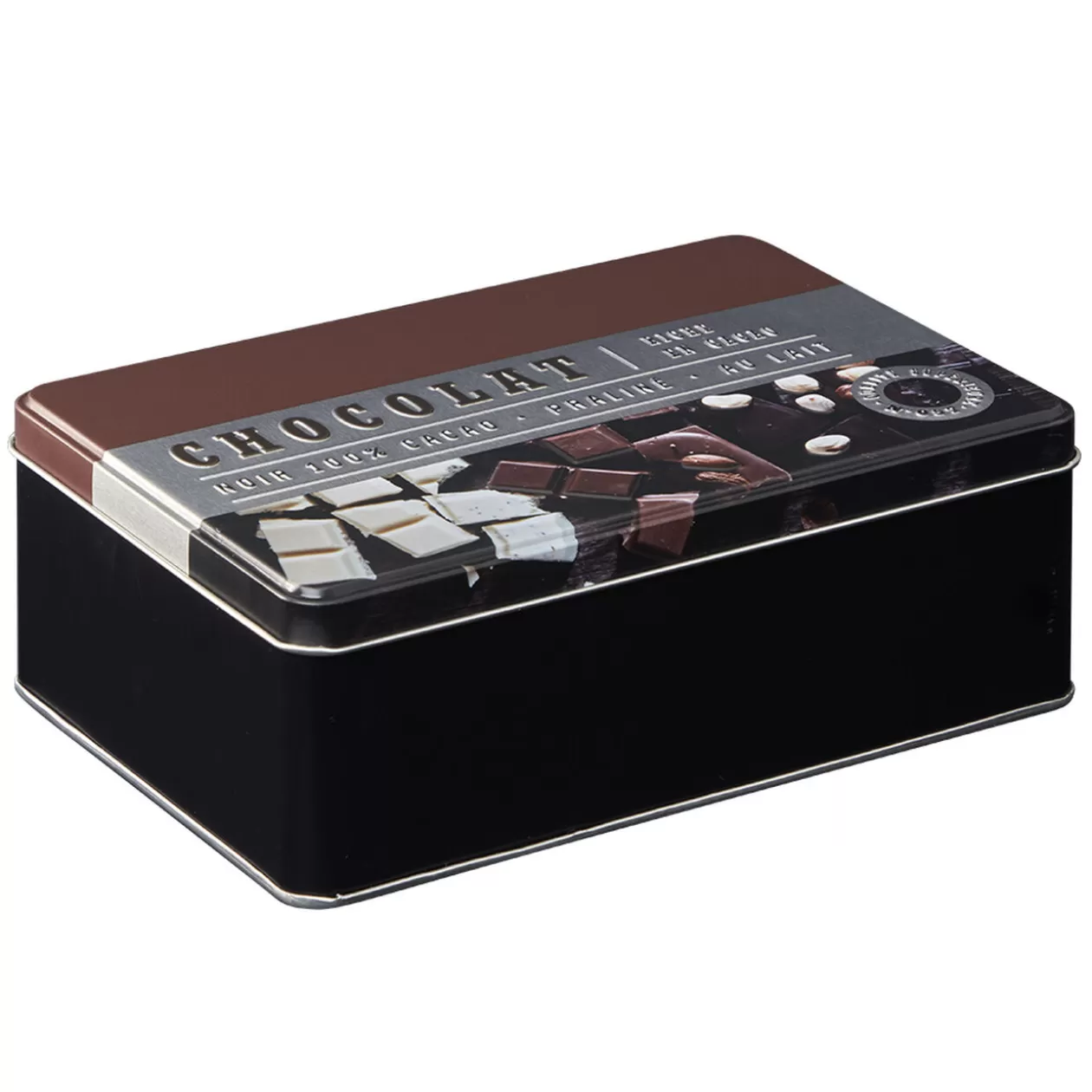 Gifi Boîte à chocolat rectangulaire en métal décorée marron< Conservation Alimentaire