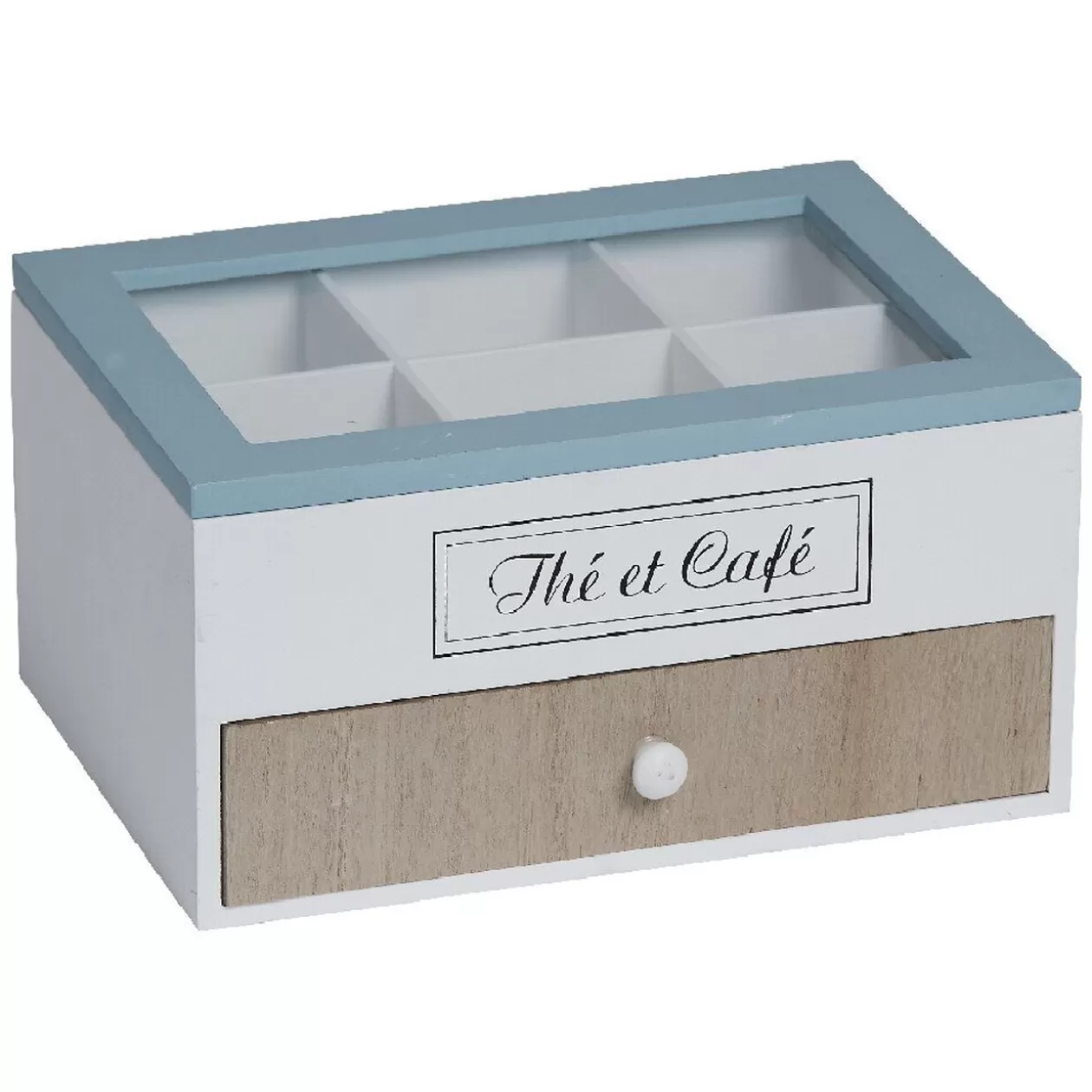 Boîte à dosettes Thé et Café blanc naturel et bleu>Gifi Flash Sale