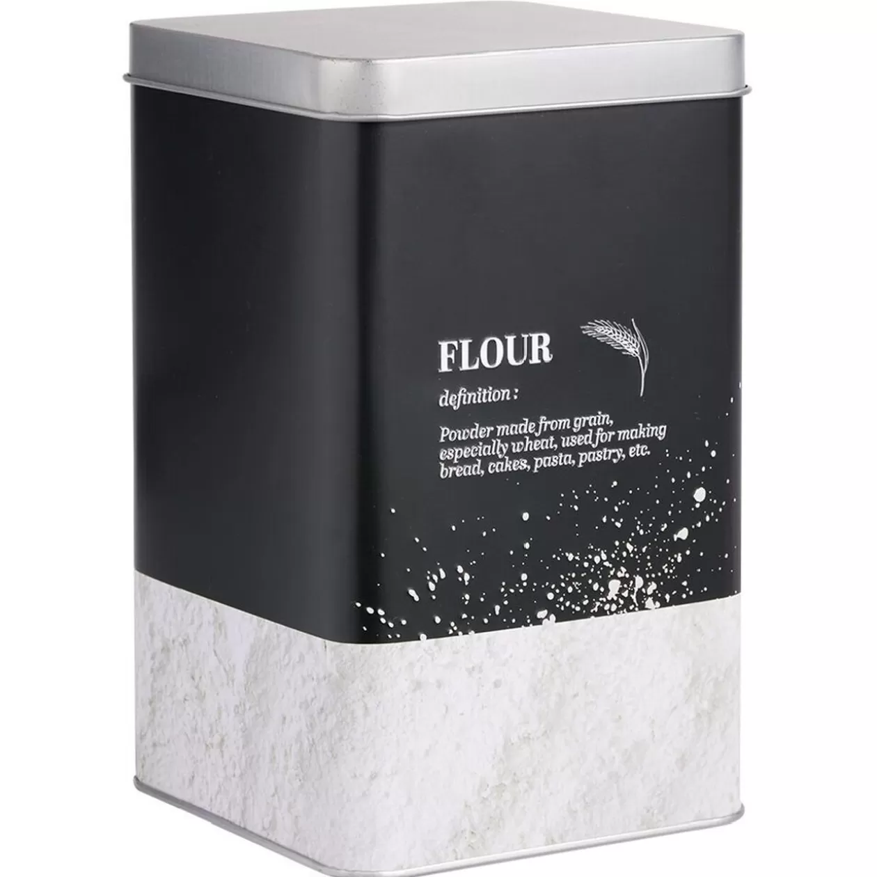 Gifi Boîte à farine en métal noir design flour - 10,7x10,7xH.17,5cm< Conservation Alimentaire