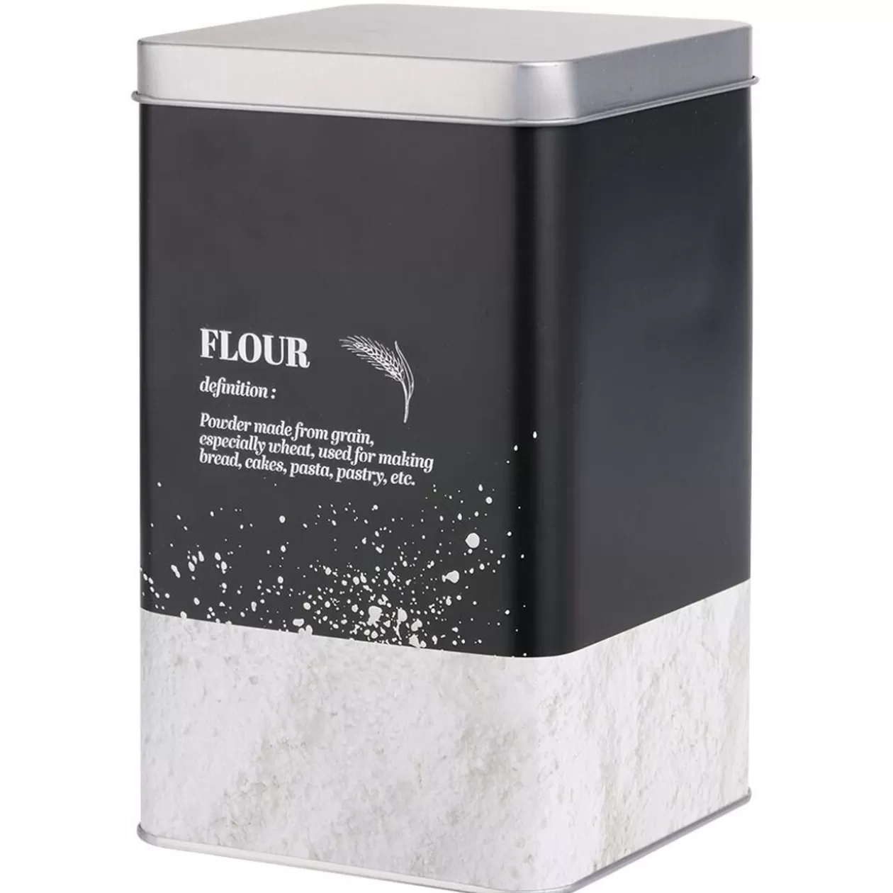 Gifi Boîte à farine en métal noir design flour - 10,7x10,7xH.17,5cm< Conservation Alimentaire