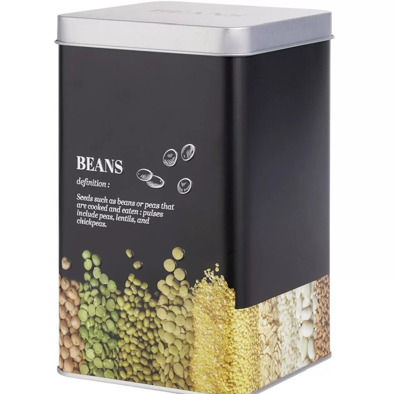 Gifi Boîte à légumes secs en métal noir design beans - 10,7x10,7xH.17,5cm< Conservation Alimentaire
