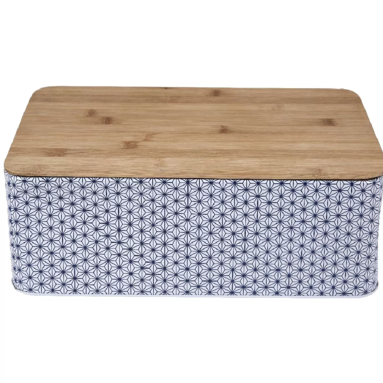 Boîte à pain métal design géométrique et couvercle bambou>Gifi Online
