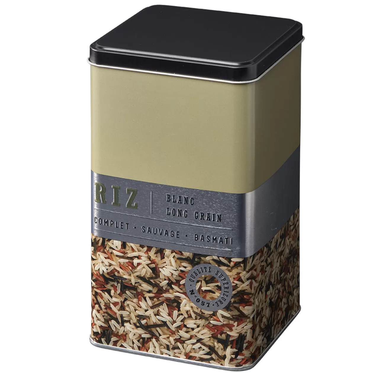 Gifi Boîte à riz carrée en métal décorée beige< Conservation Alimentaire