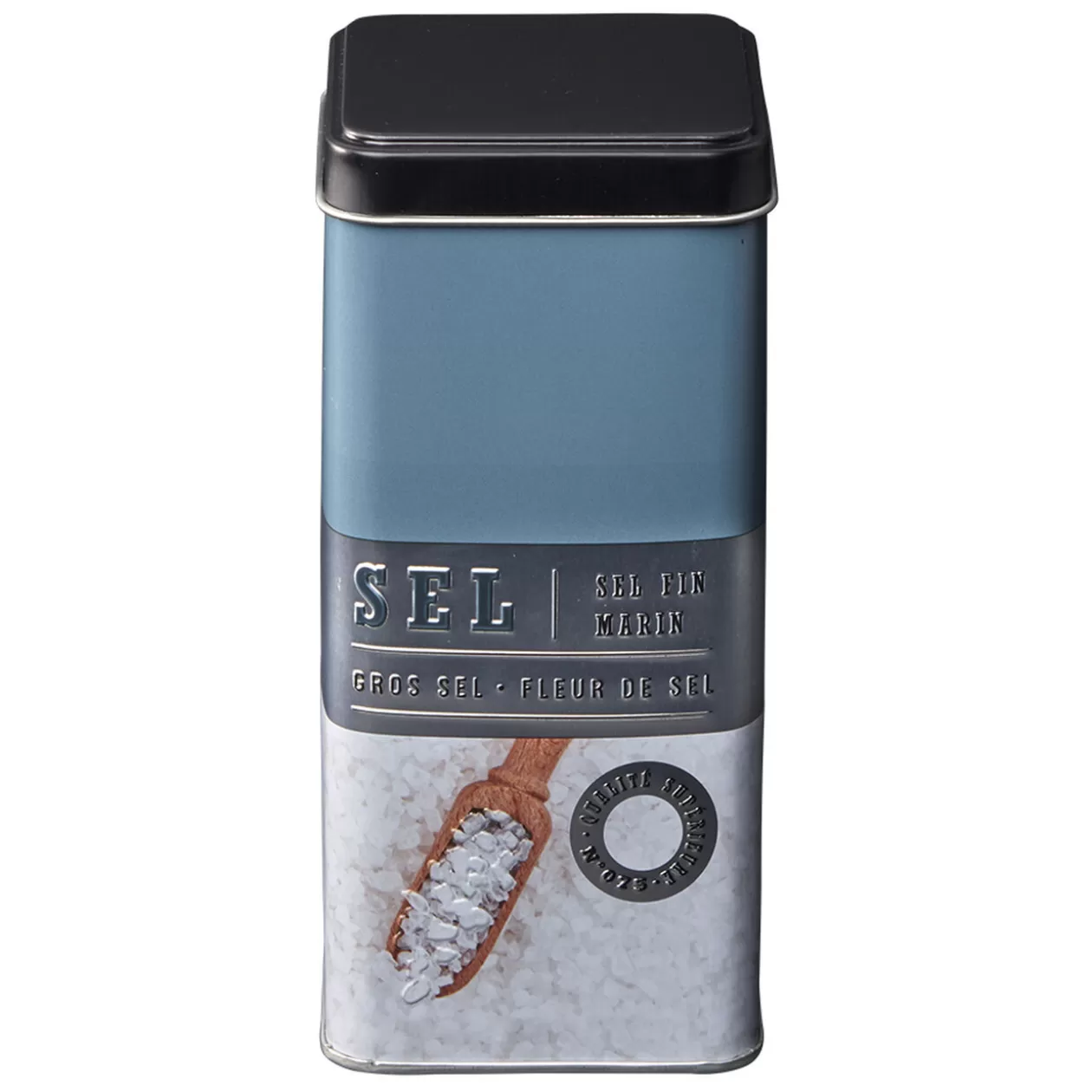 Gifi Boîte à sel carrée en métal décorée bleu gris< Conservation Alimentaire