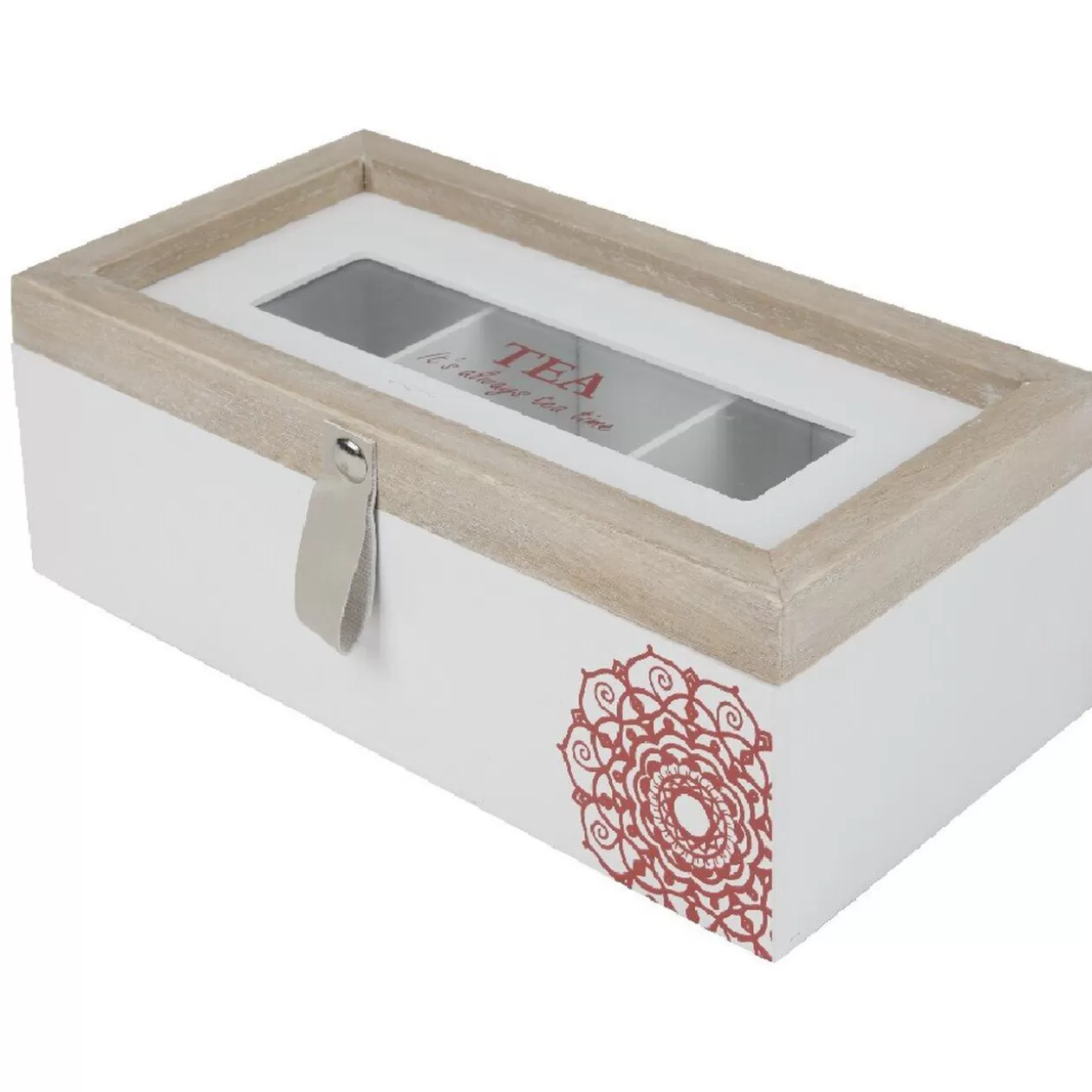 Gifi Boîte à thé blanc naturel motif rosace< Conservation Alimentaire