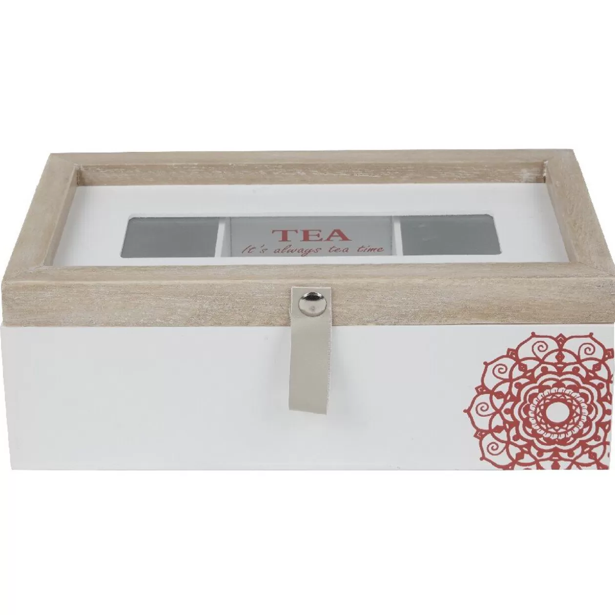 Gifi Boîte à thé blanc naturel motif rosace< Conservation Alimentaire