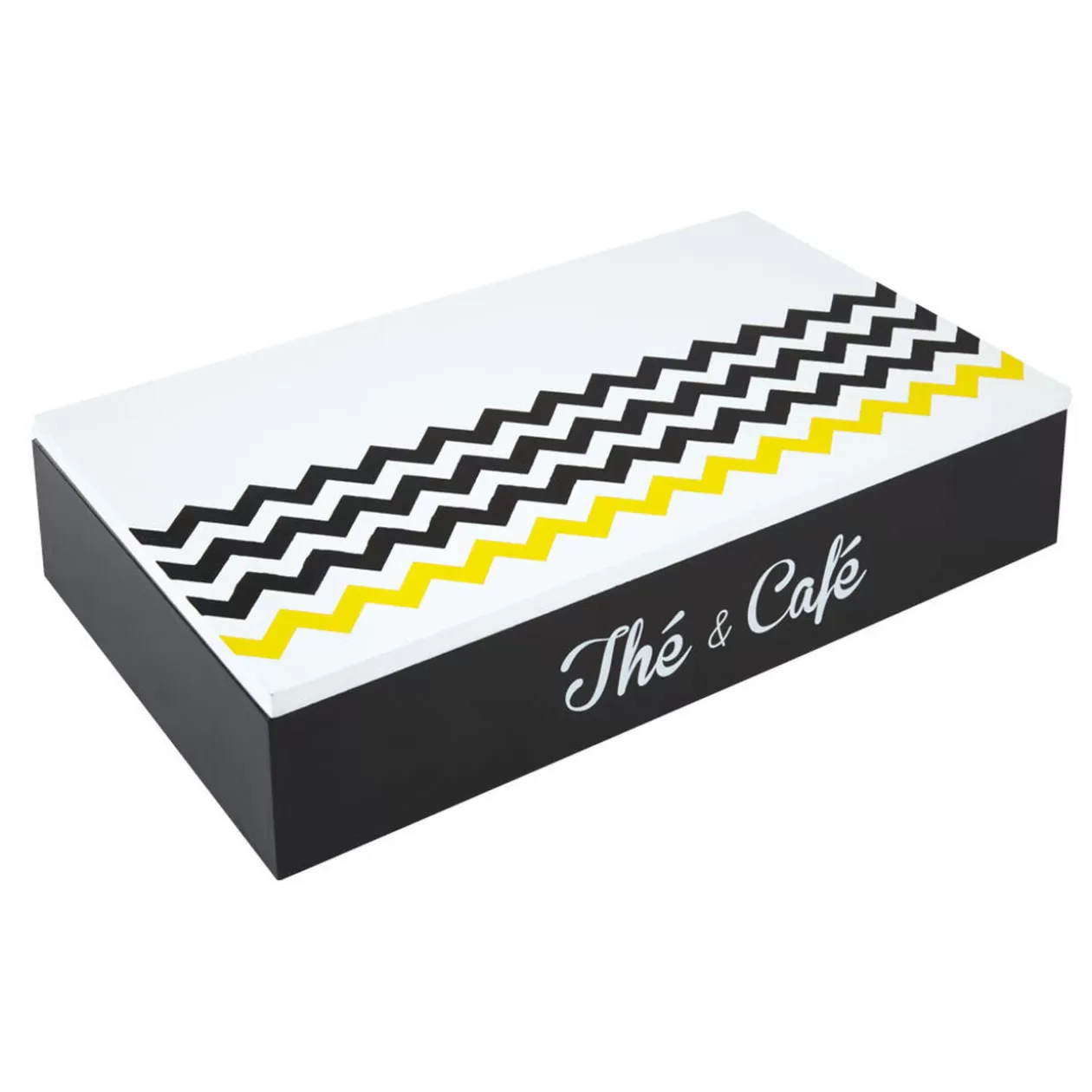 Gifi Boîte à thé et café zigzag noir blanc et jaune< Vaisselle Et Accessoires De Table