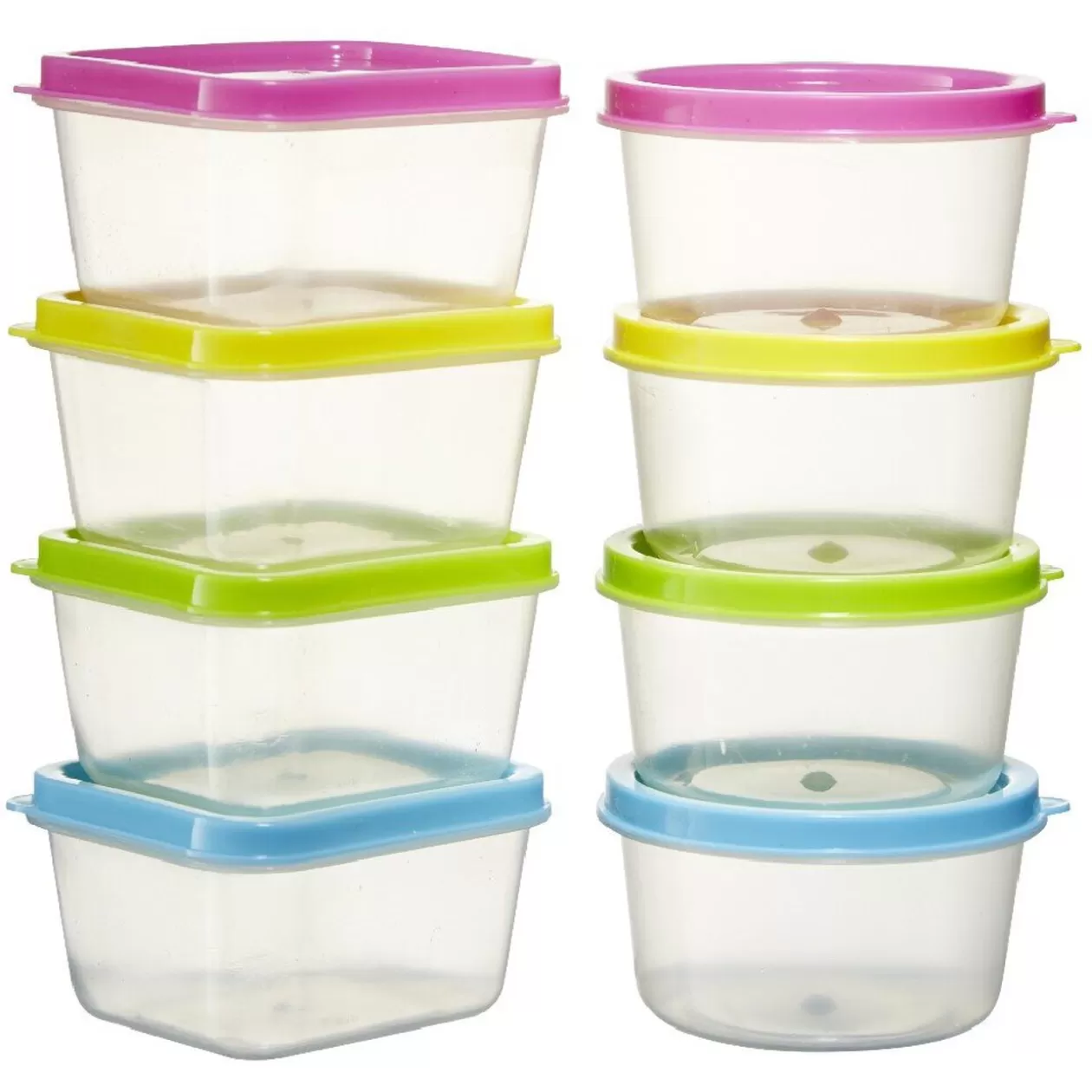 Gifi Boîte alimentaire couvercle multicolore 65 ml x8< Conservation Alimentaire