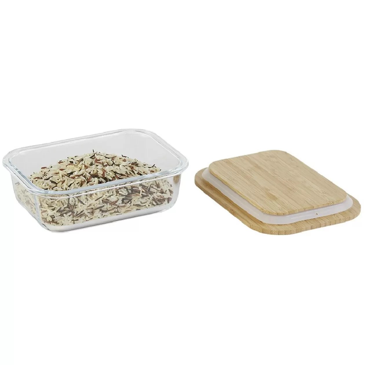 Gifi Boîte alimentaire verre avec couvercle bambou< Conservation Alimentaire