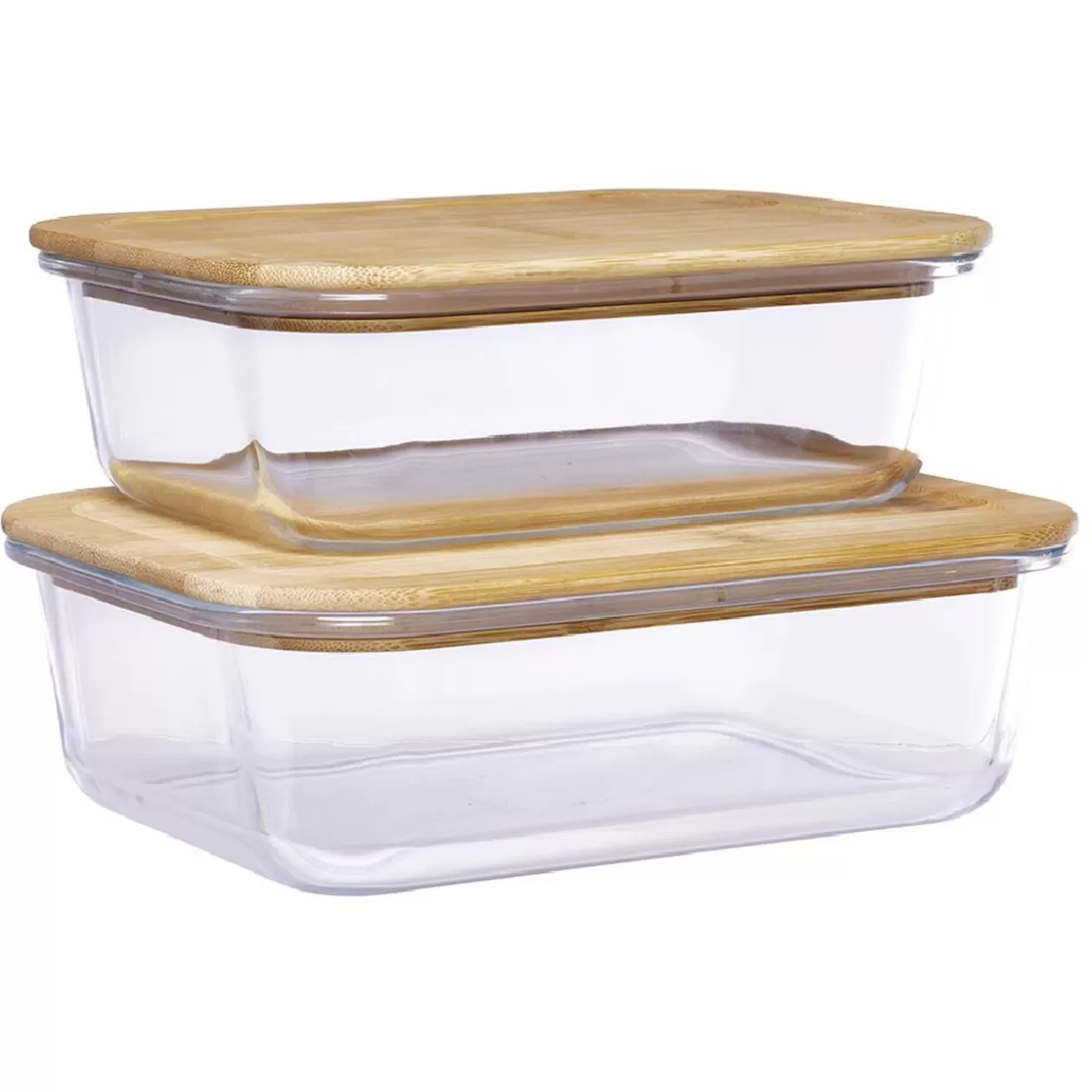 Gifi Boîte en verre avec couvercle bambou x2< Conservation Alimentaire