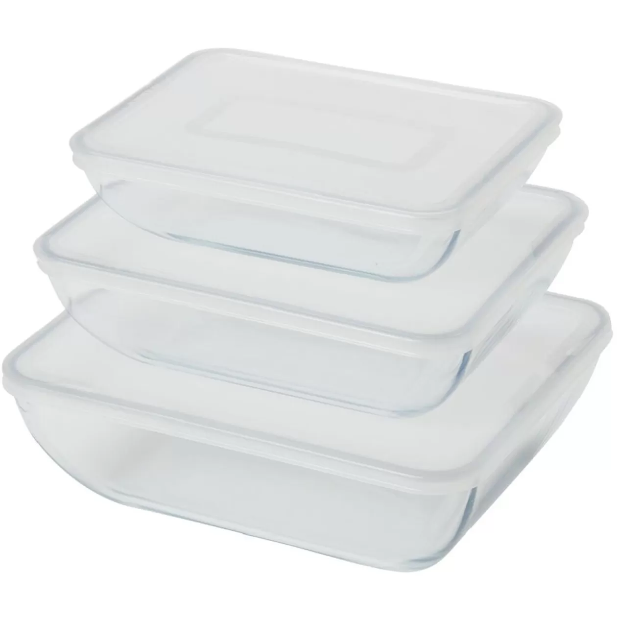 Gifi Boîte en verre avec couvercle plastique x3< Conservation Alimentaire