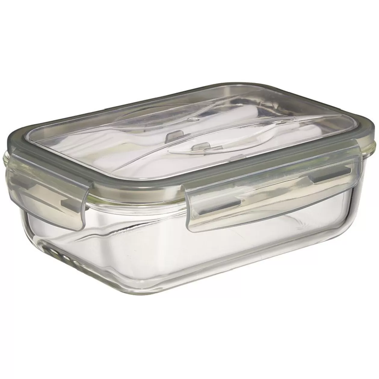 Gifi Boîte Lunchbox en verre avec couverts en plastique 1,2L< Conservation Alimentaire