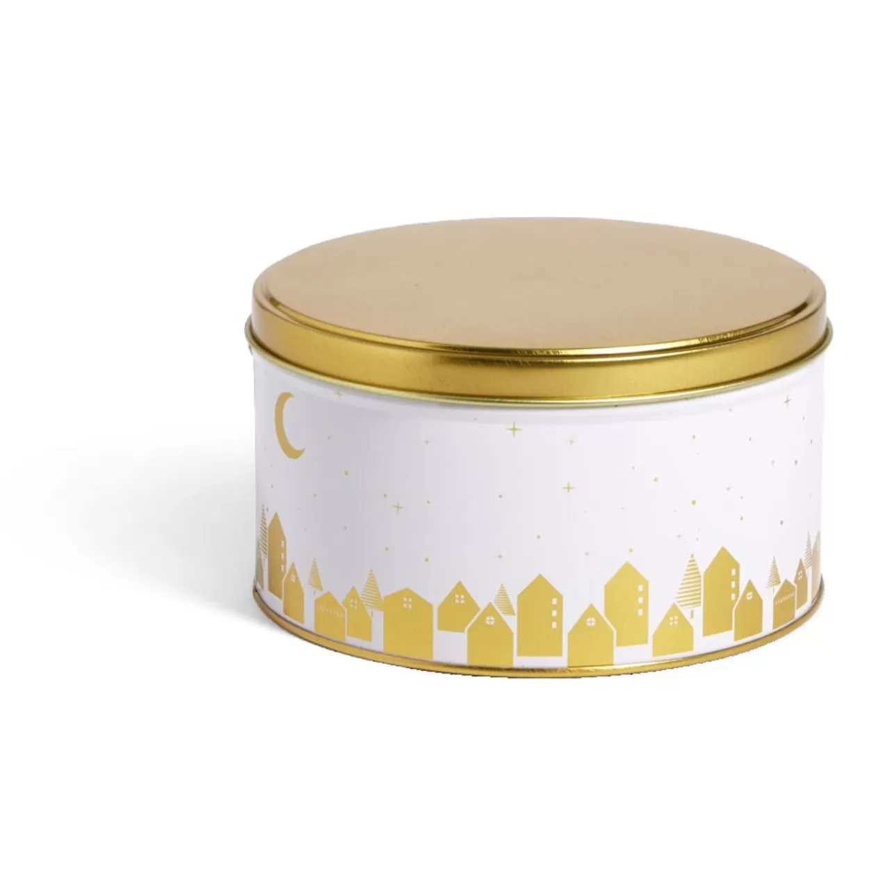 Gifi Boîte ronde en métal blanc et doré Ø13,5xH7cm< Conservation Alimentaire