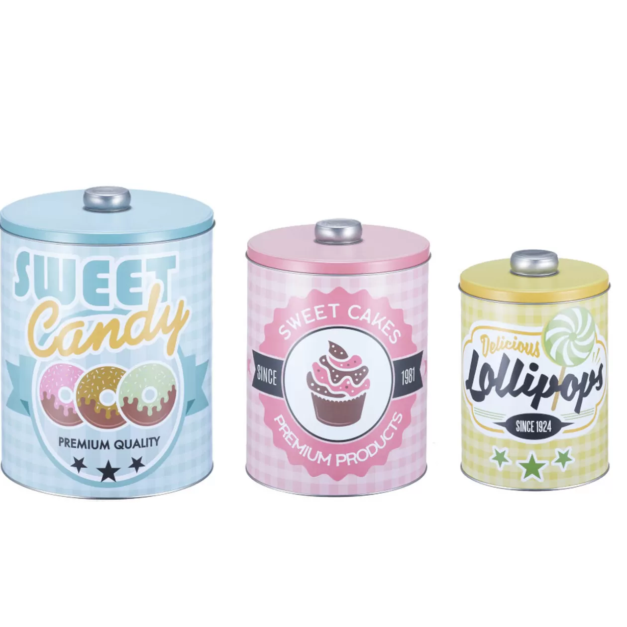 Gifi Boîte vintage encastrable bleue rose et jaune x3< Conservation Alimentaire
