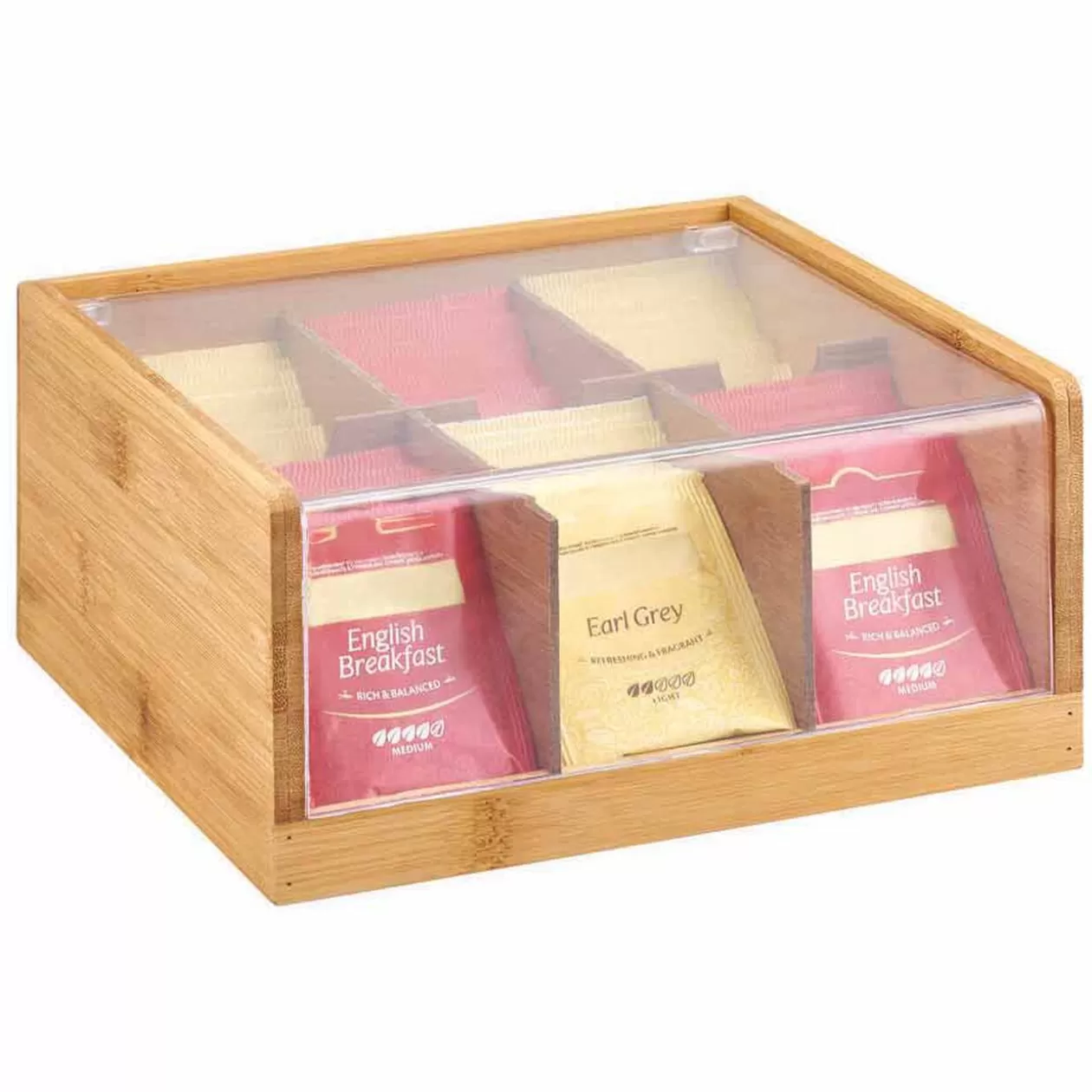 Gifi Boîtes à thé en bambou avec couvercle transparent< Conservation Alimentaire