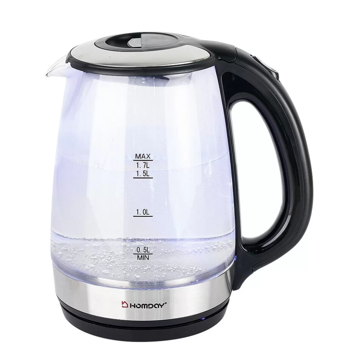 Gifi Bouilloire en verre Homday électrique à LED bleu 1,7L< Petit Électroménager