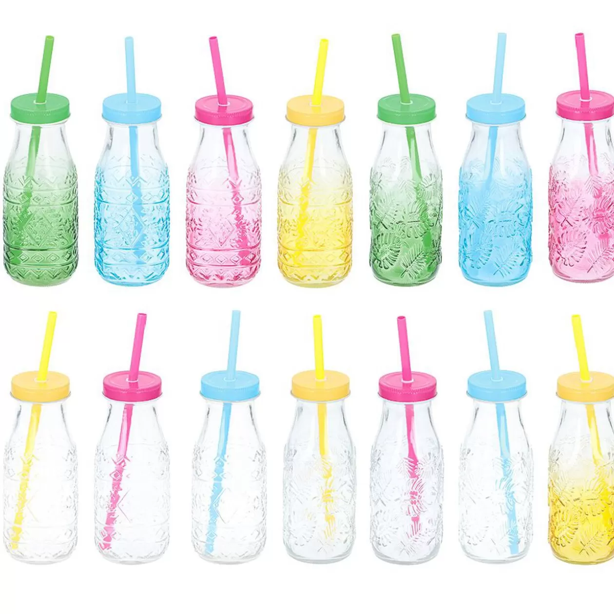 Bouteille en verre avec paille 320 ml>Gifi Cheap