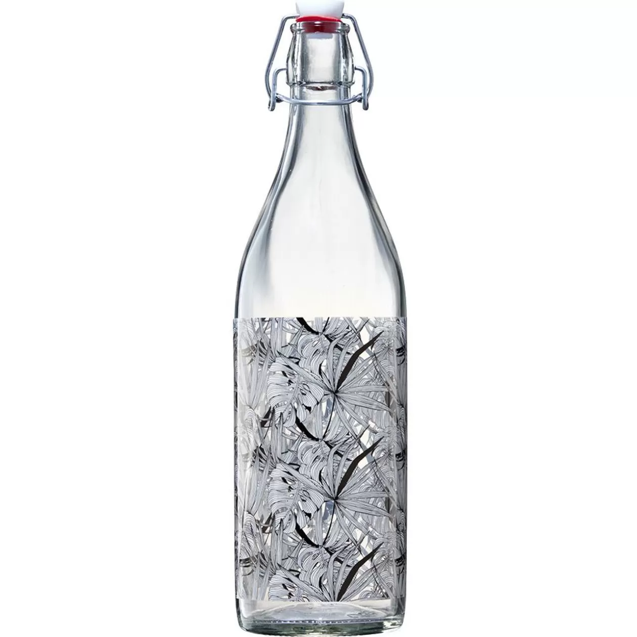 Gifi Bouteille en verre décor feuillage avec bouchon à clip 1L< Vaisselle Et Accessoires De Table