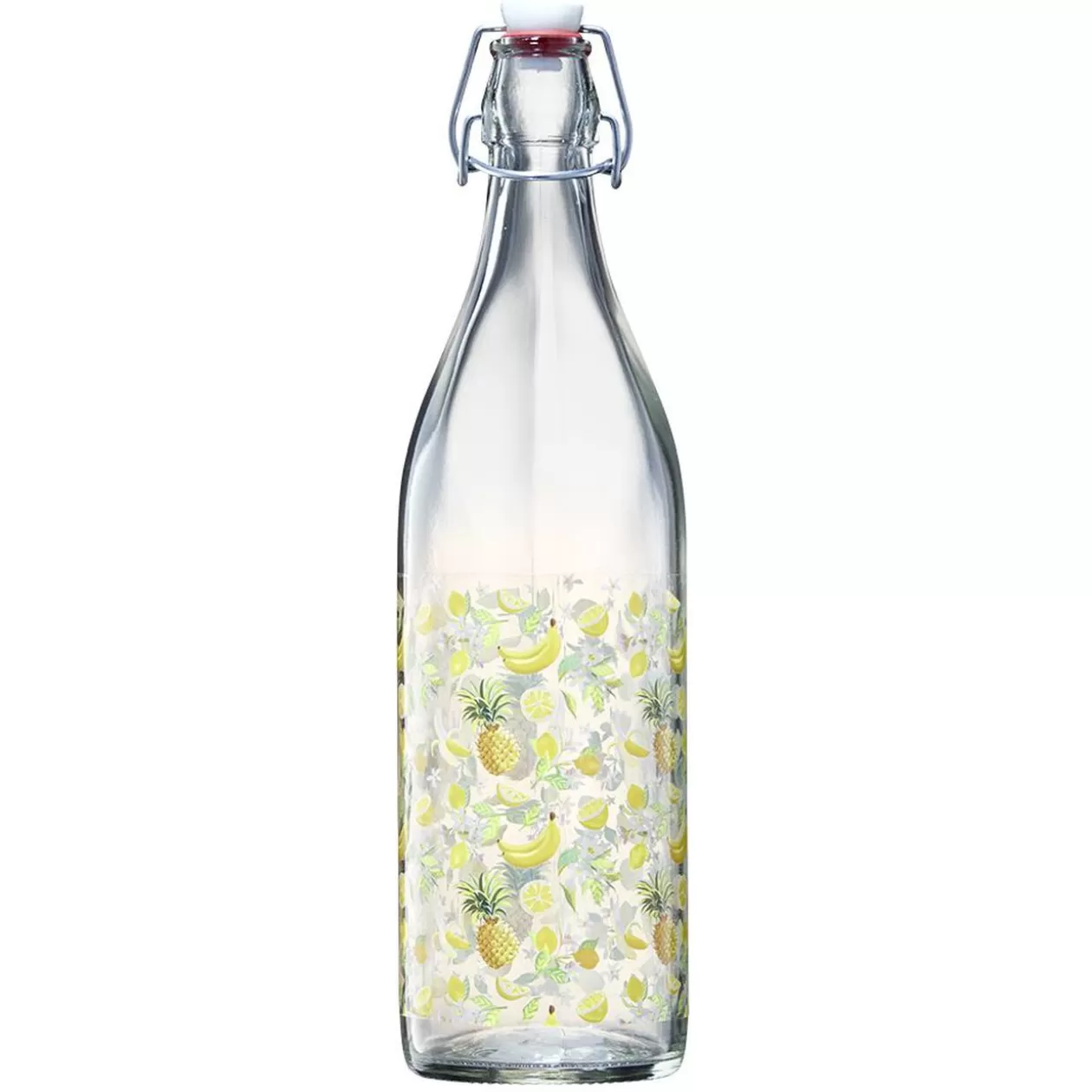 Bouteille en verre décor fruits exotiques avec bouchon à clip 1L>Gifi Outlet