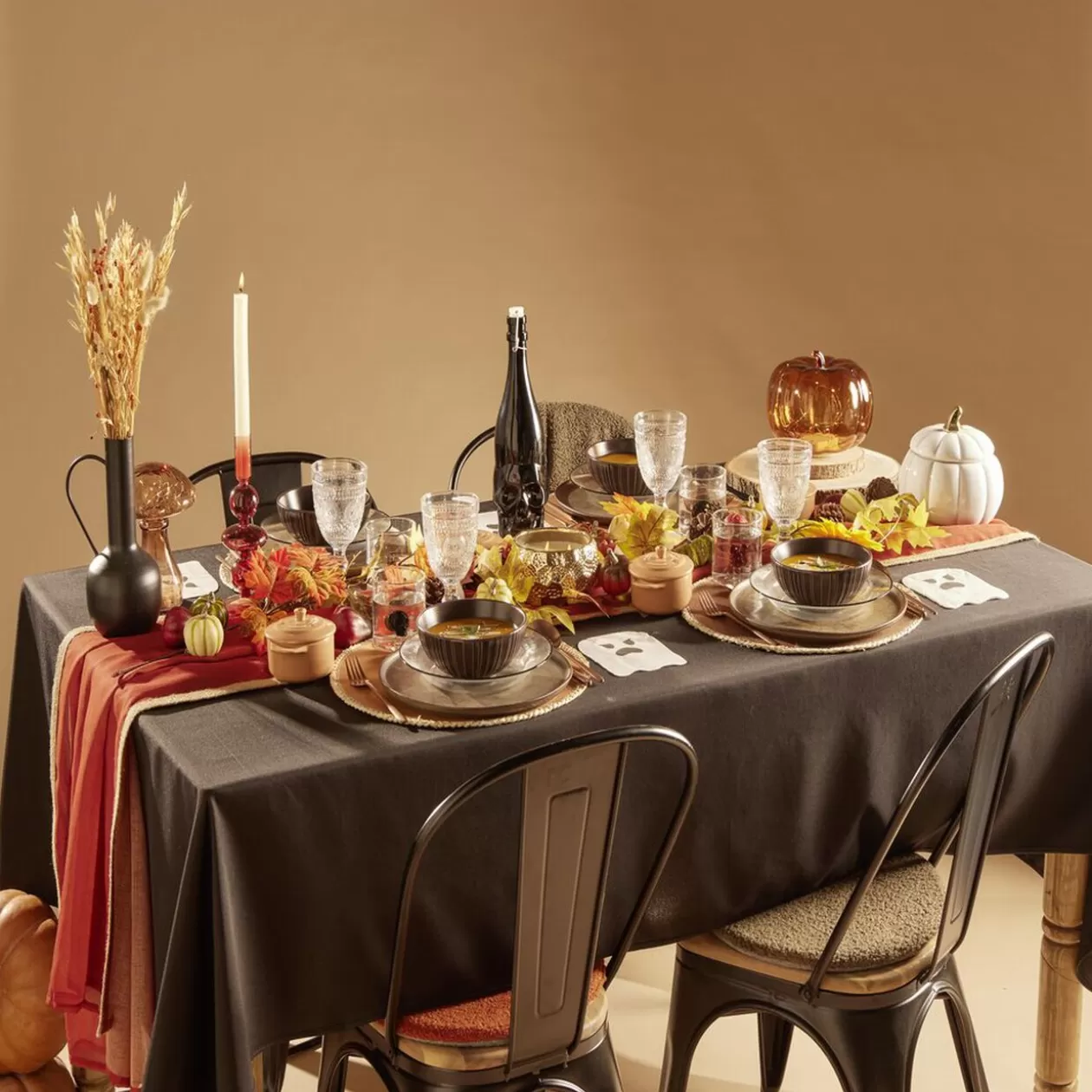 Bouteille Halloween 1L en verre forme tête de mort noire>Gifi Clearance